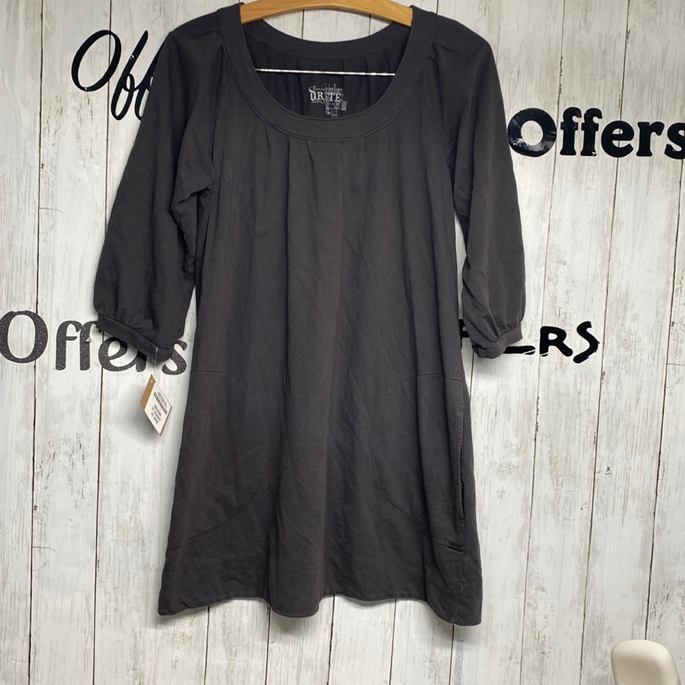 Drifter Cotton Puff Sleeve Pockets Dress Medium